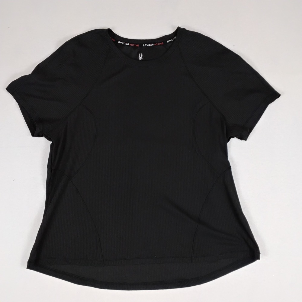 Spyder Active Ribbed Performance T-Shirt Womens XL Black Wicking UV Protection